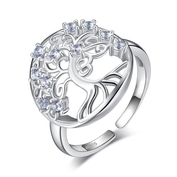 bague arbre de vie diamant en argent sterling 925