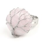 bague arbre de vie quartz rose