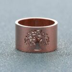 bague en acier arbre de vie or rose