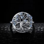 bague en argent 925 arbre de vie sertie de diamant