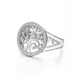bague en argent arbre de vie avec diamant