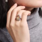 bague feuille dorée arbre de vie en argent