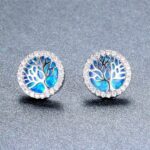 boucles d'oreilles arbre de vie bleu