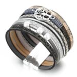 bracelet cuir gris arbre de vie