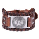 bracelet de force viking cuir arbre de vie