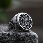 chevalière arbre de vie viking en acier inoxydable
